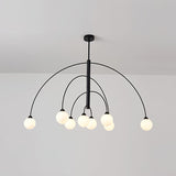 Sculptural Modern Glass Globe Chandelier with Curved Arms Mid Century Sputnik Ceiling Light