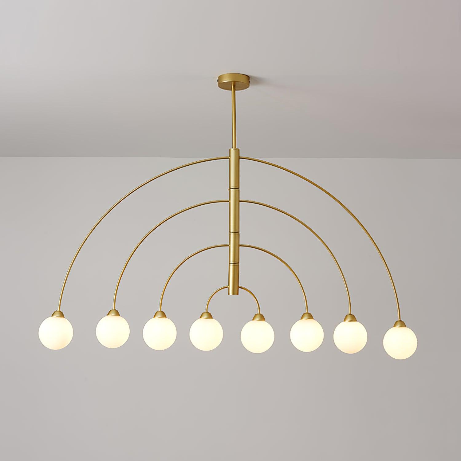 Sculptural Modern Glass Globe Chandelier with Curved Arms Mid Century Sputnik Ceiling Light