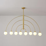 Sculptural Modern Glass Globe Chandelier with Curved Arms Mid Century Sputnik Ceiling Light