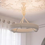 Sculptural White Plaster LED Chandelier Modern Pendant Light Fixture for Elegant Living Spaces