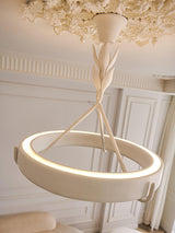 Sculptural White Plaster LED Chandelier Modern Pendant Light Fixture for Elegant Living Spaces
