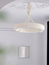 Sculptural White Plaster LED Chandelier Modern Pendant Light Fixture for Elegant Living Spaces