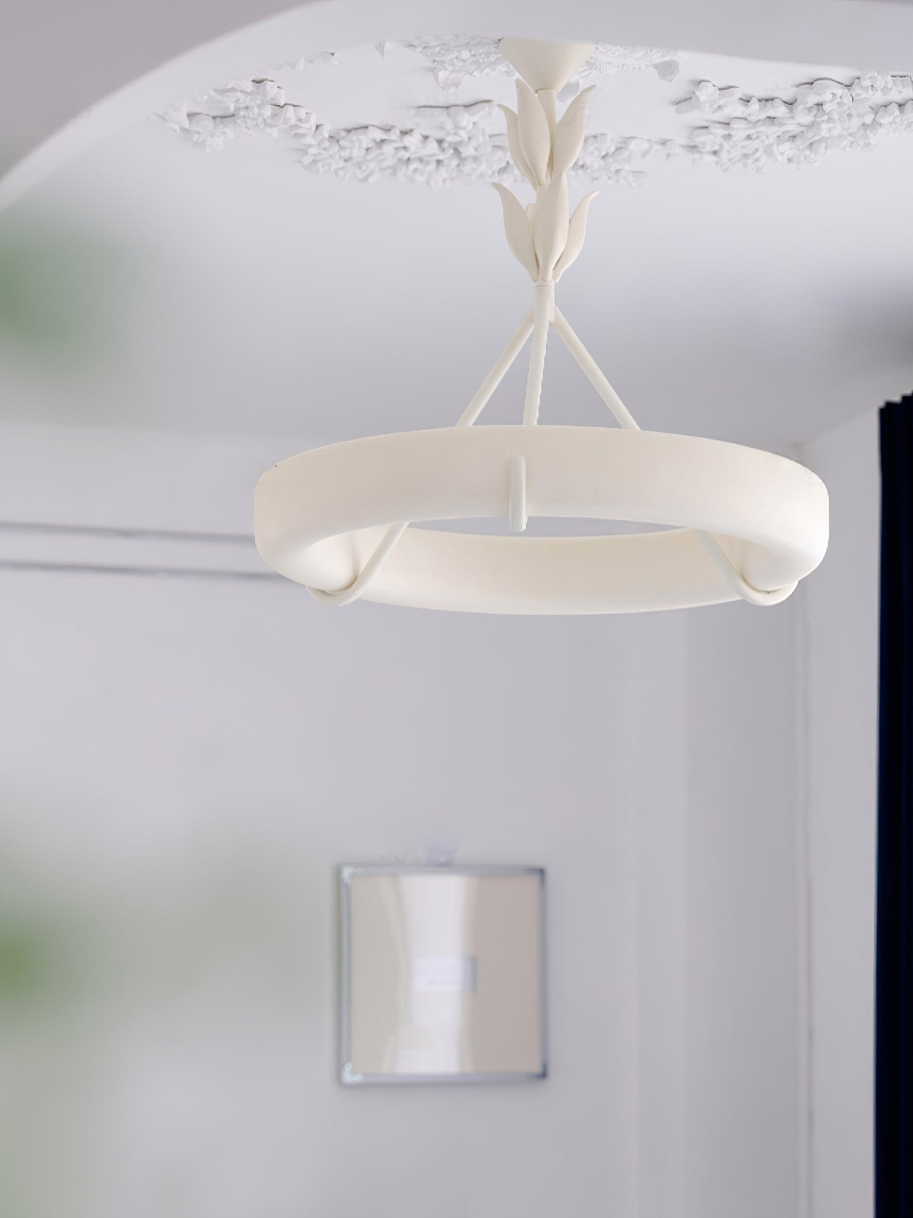 Sculptural White Plaster LED Chandelier Modern Pendant Light Fixture for Elegant Living Spaces