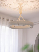 Sculptural White Plaster LED Chandelier Modern Pendant Light Fixture for Elegant Living Spaces
