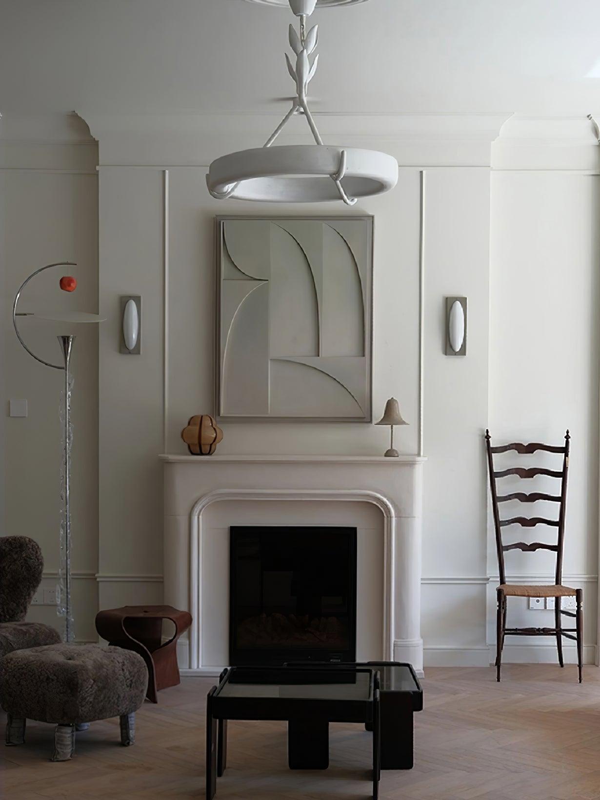 Sculptural White Plaster LED Chandelier Modern Pendant Light Fixture for Elegant Living Spaces