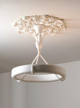 Sculptural White Plaster LED Chandelier Modern Pendant Light Fixture for Elegant Living Spaces