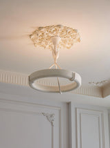 Sculptural White Plaster LED Chandelier Modern Pendant Light Fixture for Elegant Living Spaces