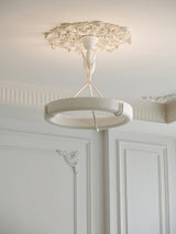 Sculptural White Plaster LED Chandelier Modern Pendant Light Fixture for Elegant Living Spaces