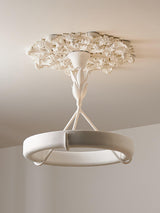 Sculptural White Plaster LED Chandelier Modern Pendant Light Fixture for Elegant Living Spaces