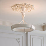 Sculptural White Plaster LED Chandelier Modern Pendant Light Fixture for Elegant Living Spaces