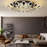 Modern Flower Crystal LED Flush Mount Ceiling Light Dimmable Chandelier for Living Room