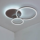 Modern 26 Inch 3 Ring LED Ceiling Light Artistic Aluminum Flush Mount Fixture for Bedroom