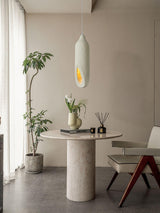 Seltanica Modern Drop Pendant Light Beige Polystyrene Textured Indoor Hanging Lamp