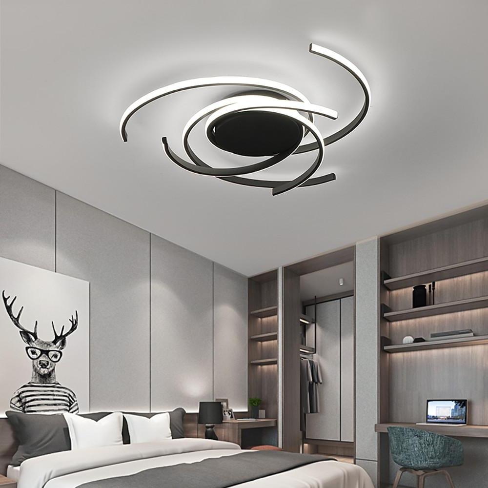 Modern Black Abstract Curve LED Ceiling Light Dimmable Nordic Flush Mount Lighting
