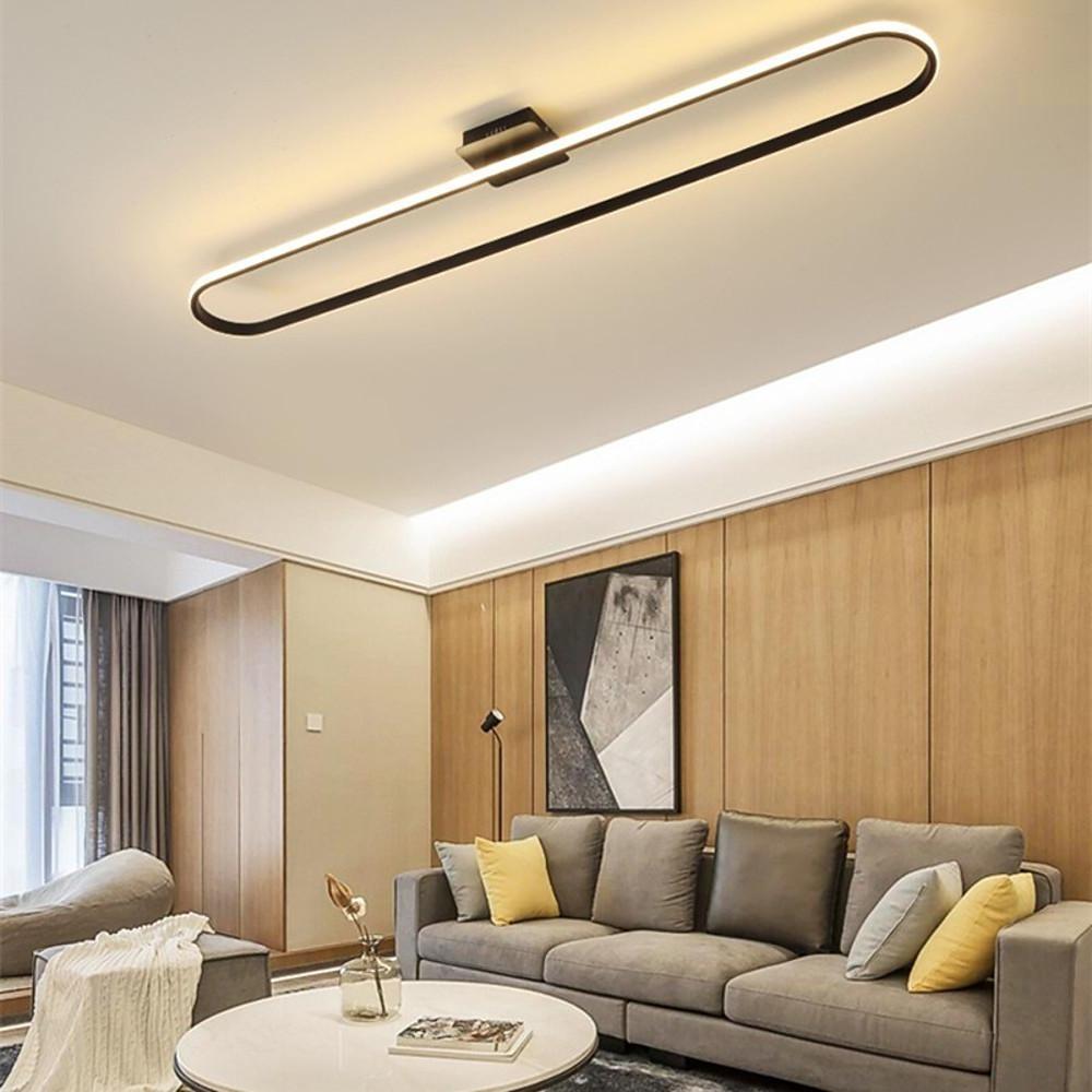 Modern Rounded Rectangle LED Flush Mount Ceiling Light Minimalist Aluminum Fixture