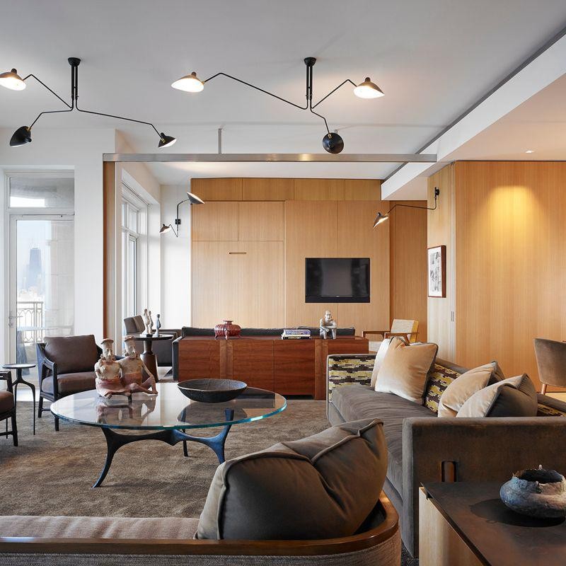 Modern Multi Arm Sculptural Rotating Ceiling Light with Adjustable Heads