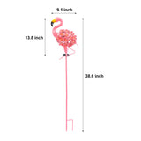Set of 2 Decorative Pink Flamingo Metal Solar Stake Lights Outdoor Pathway Garden LED Decoration