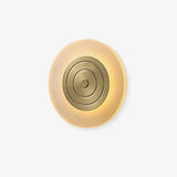 Set of 2 Modern Brass Round Moon LED Wall Sconce Lights for Bedroom and Living Room