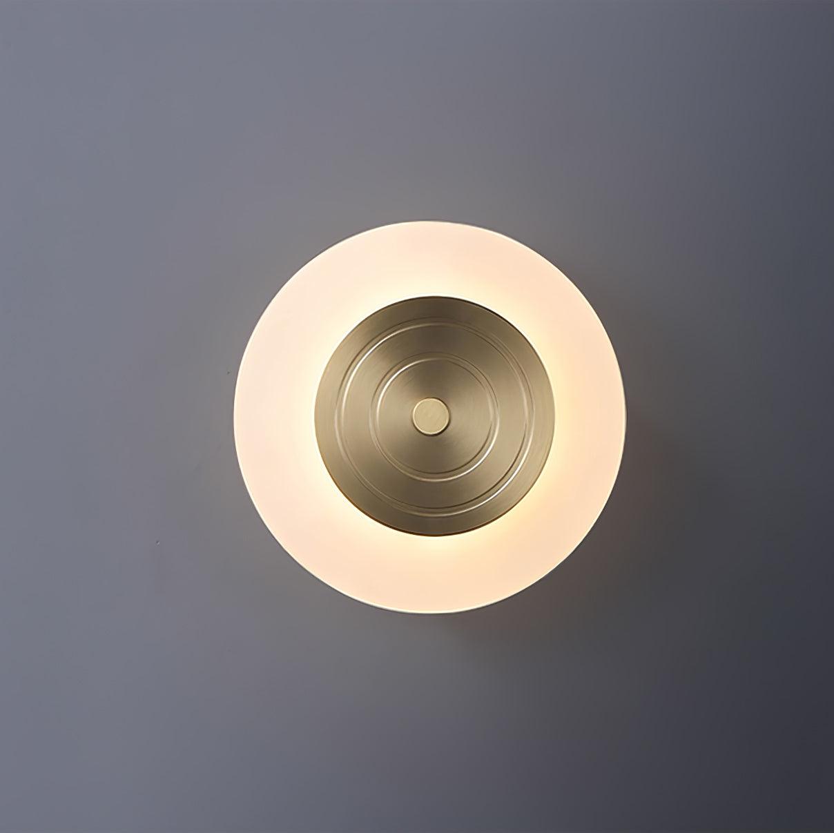 Set of 2 Modern Brass Round Moon LED Wall Sconce Lights for Bedroom and Living Room