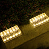 Set of 2 Modern Rectangular Solar LED Brick Lights for Outdoor Garden Paths and Walkway Ambiance