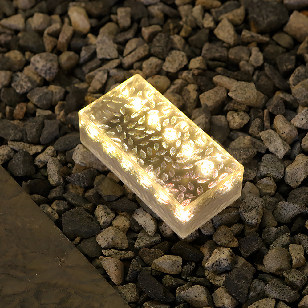 Set of 2 Modern Rectangular Solar LED Brick Lights for Outdoor Garden Paths and Walkway Ambiance