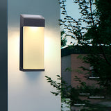 Set of 2 Rectangular Solar Outdoor Wall Lights Waterproof LED Sconces for Porch and Garden