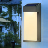 Set of 2 Rectangular Solar Outdoor Wall Lights Waterproof LED Sconces for Porch and Garden