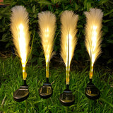 Set of 2 Solar Hairy Reed Outdoor Garden Lights Waterproof LED Landscape Path Lamps for Yard