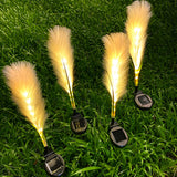 Set of 2 Solar Hairy Reed Outdoor Garden Lights Waterproof LED Landscape Path Lamps for Yard