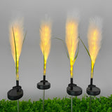 Set of 2 Solar Hairy Reed Outdoor Garden Lights Waterproof LED Landscape Path Lamps for Yard