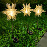Set of 2 Solar Powered LED Snowflake Outdoor Stake Lights for Winter Landscape Decor