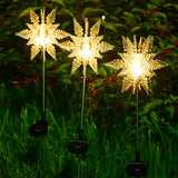 Set of 2 Solar Powered LED Snowflake Outdoor Stake Lights for Winter Landscape Decor