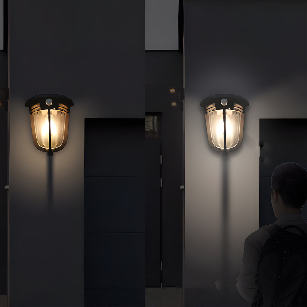 Set of 2 Solar Powered Outdoor Wall Lights with Motion Sensor and Dusk to Dawn Security Lighting