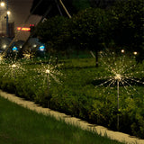 Set of 2 Solar Starburst Garden Lights 200 LED Waterproof Outdoor Firework Pathway Lights with 8 Modes