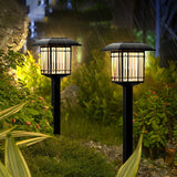 Set of 2 Vintage Square Solar Pathway Lights Waterproof Black Outdoor LED Landscape Garden Lamps