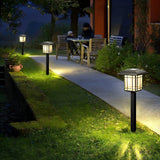 Set of 2 Vintage Square Solar Pathway Lights Waterproof Black Outdoor LED Landscape Garden Lamps