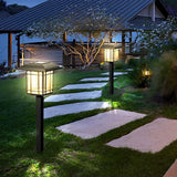 Set of 2 Vintage Square Solar Pathway Lights Waterproof Black Outdoor LED Landscape Garden Lamps