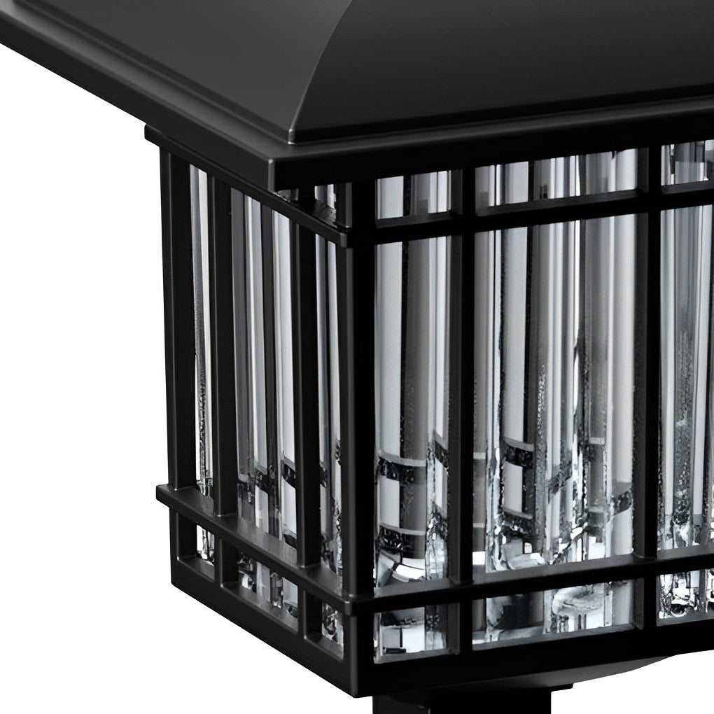 Set of 2 Vintage Square Solar Pathway Lights Waterproof Black Outdoor LED Landscape Garden Lamps