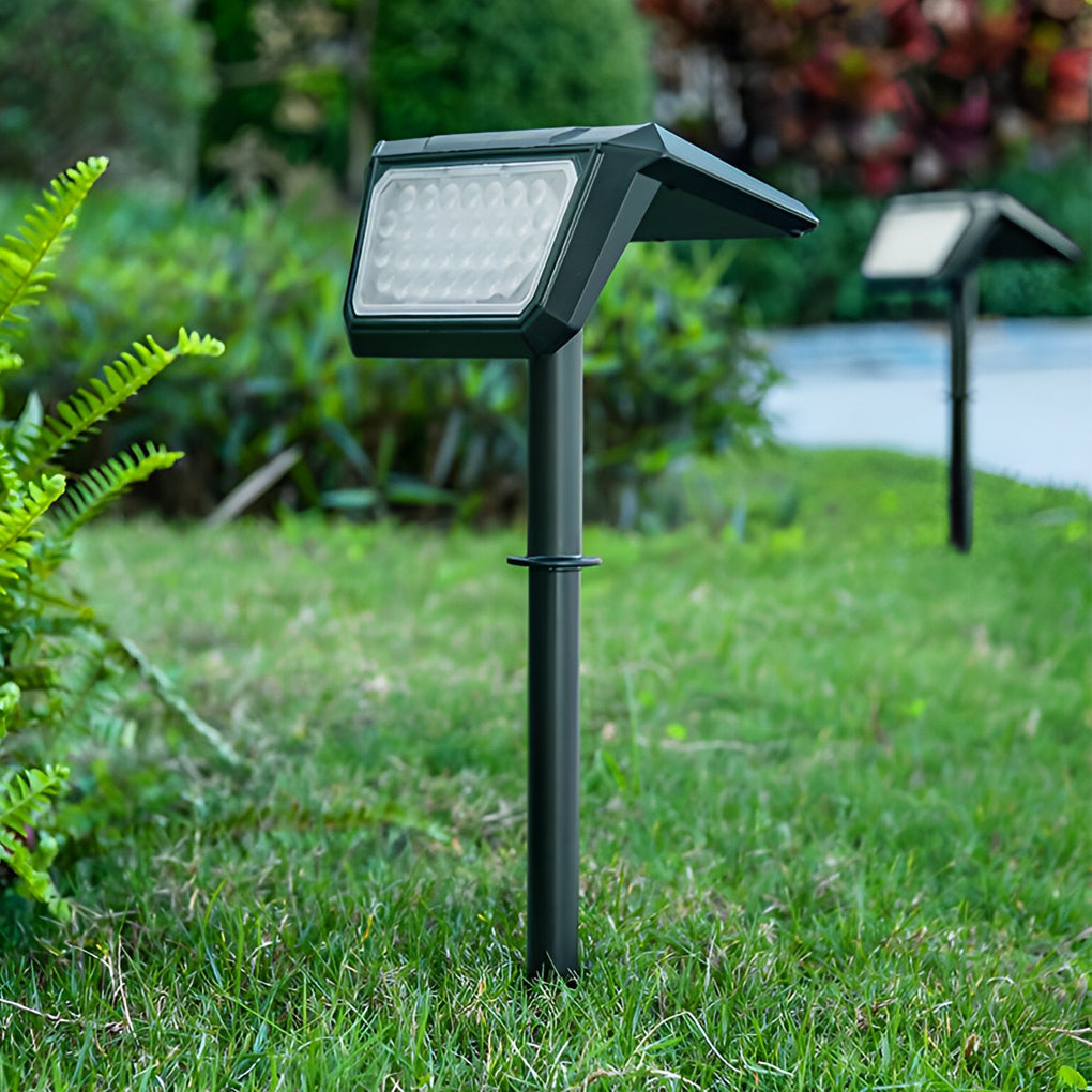 Set of 2 Waterproof Black Modern Solar Pathway Lights for Outdoor Garden Lawn and Landscape Lighting
