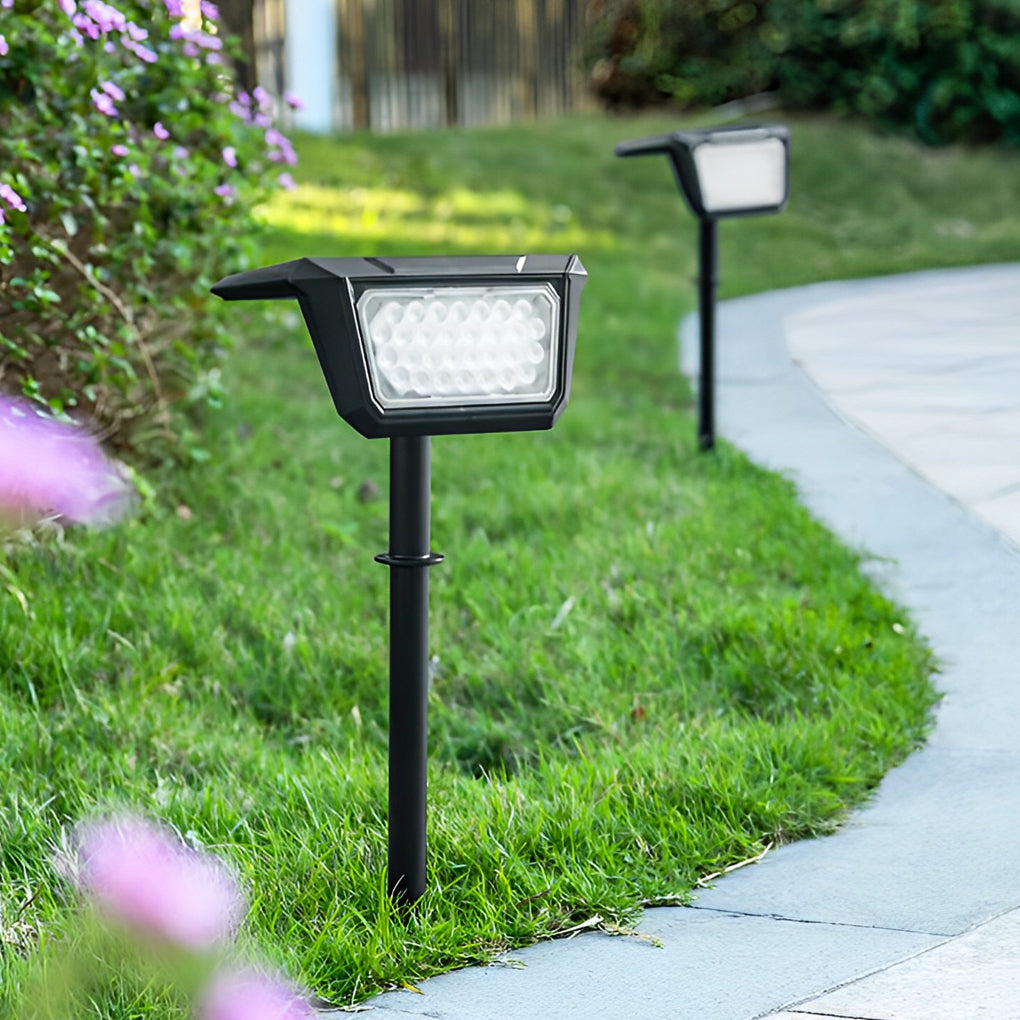 Set of 2 Waterproof Black Modern Solar Pathway Lights for Outdoor Garden Lawn and Landscape Lighting