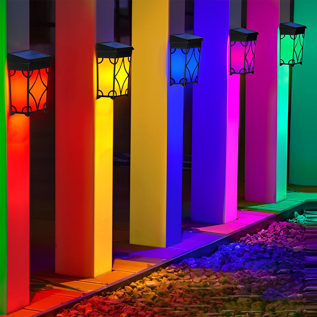 Set of 2 Waterproof RGB Solar Wall Sconces with Intelligent Motion Sensor for Outdoor Decor