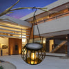 Set of 2 Waterproof Solar Outdoor Lanterns Decorative Black Metal Pumpkin LED Lights