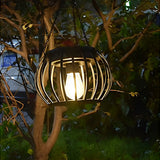 Set of 2 Waterproof Solar Outdoor Lanterns Decorative Black Metal Pumpkin LED Lights