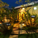 Set of 2 Waterproof Solar Outdoor Lanterns Decorative Black Metal Pumpkin LED Lights