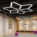 Set of 4 Modern Y Shaped LED Office Pendant Lights Seamless Linear Hanging Fixtures for Workspace
