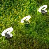 Set of 4 Round Foldable Solar Deck Lights Modern Outdoor Disk Lamps for Garden Pathway and Yard Lighting