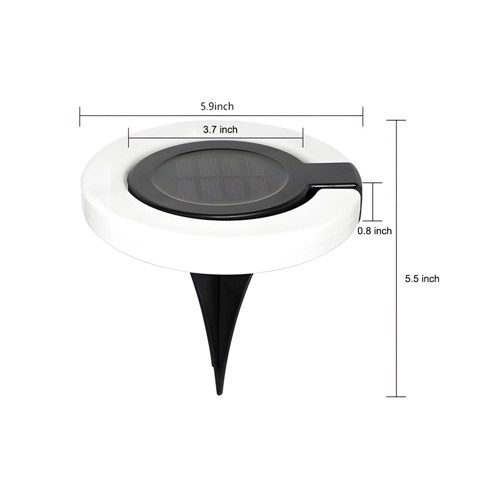 Set of 4 Round Foldable Solar Deck Lights Modern Outdoor Disk Lamps for Garden Pathway and Yard Lighting