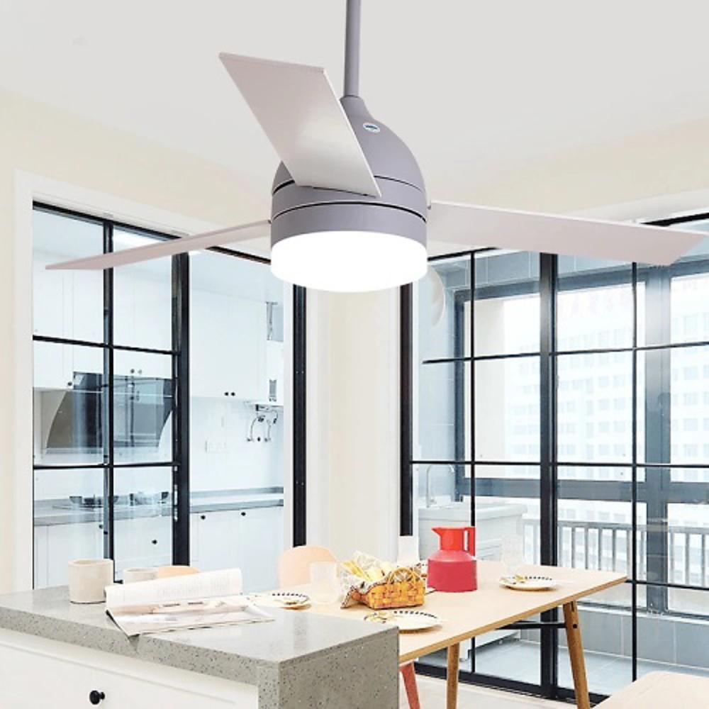 Modern LED Flush Mount Ceiling Fan with Acrylic Shade and Electroplated Metal Finish