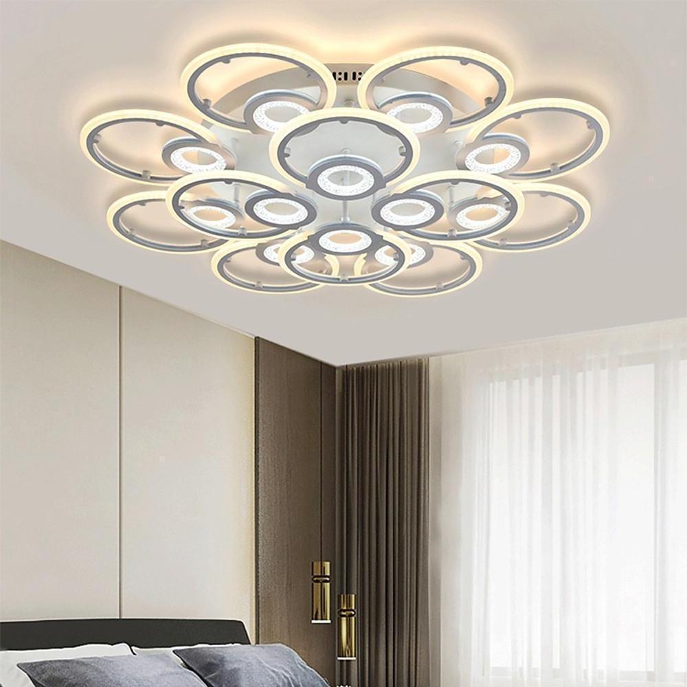 Modern Geometric Ring LED Flush Mount Ceiling Light for Bedroom Living Room White Metal Nordic Style