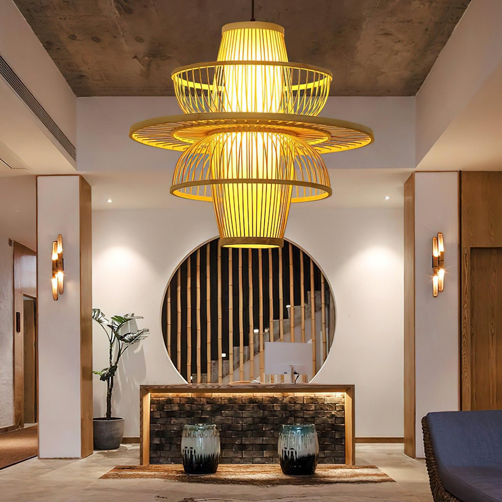 Sigyn Handwoven Bamboo Pendant Lamp Natural Organic Sustainable Woven Droplight Fixture